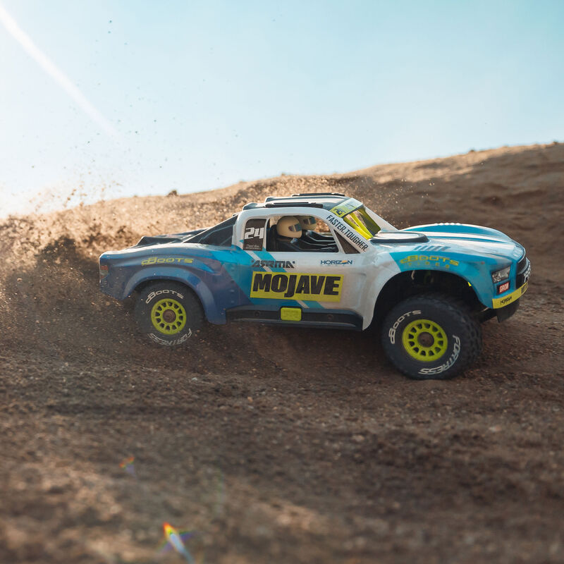 ARRMA MOJAVE GROM MEGA 380 Brushed 4X4 Small Scale Desert Truck RTR with Battery & Charger - Blue/White